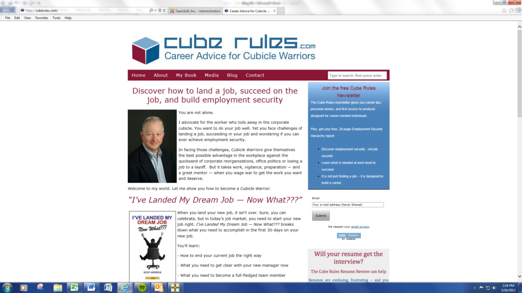 screenshot of webpage showing Cube Rulez career advice