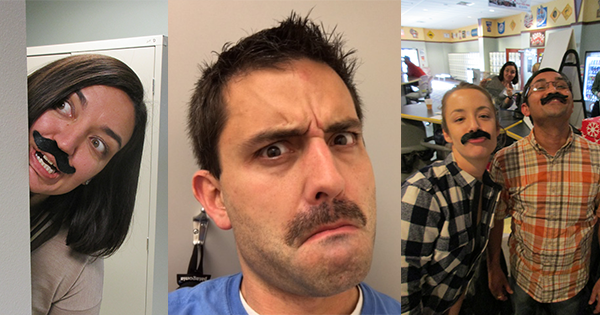 coworkers with mustaches during grovember