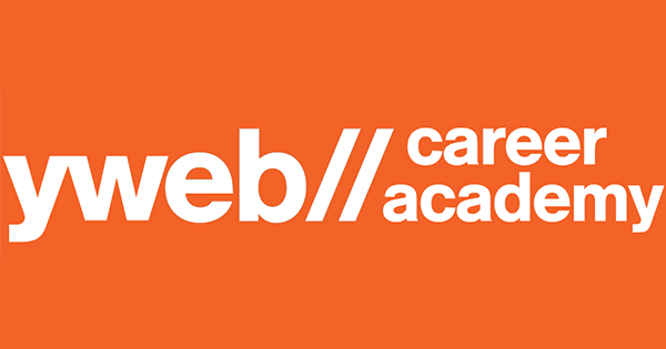 yweb logo in white with an orange background