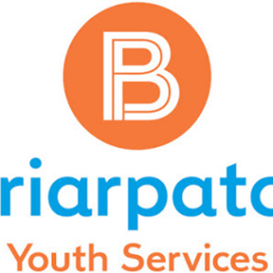 briarpatch youth services logo in white, blue, and orange