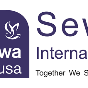 Sewa international logo in purple and white