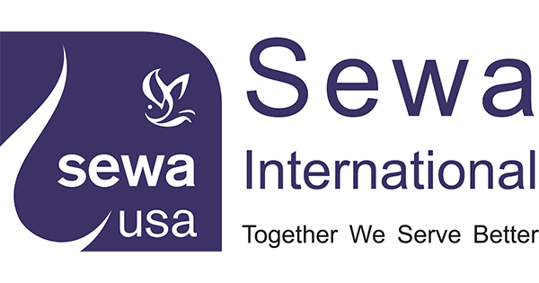 Sewa international logo in purple and white