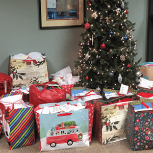 presents under a tree to be donated