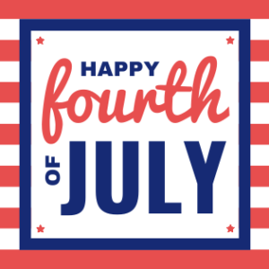 happy fourth of july image with background resembling the USA flag