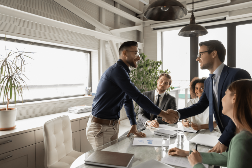 2 men shaking hands after a job interview