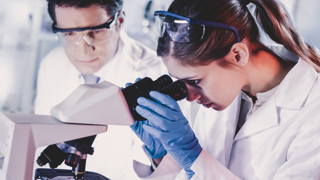 Two scientists working in a lab